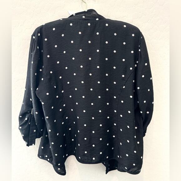 CHICO’S | Black White Lightweight Polka Dot Open Cardigan Jacket | Medium - Picture 6 of 9
